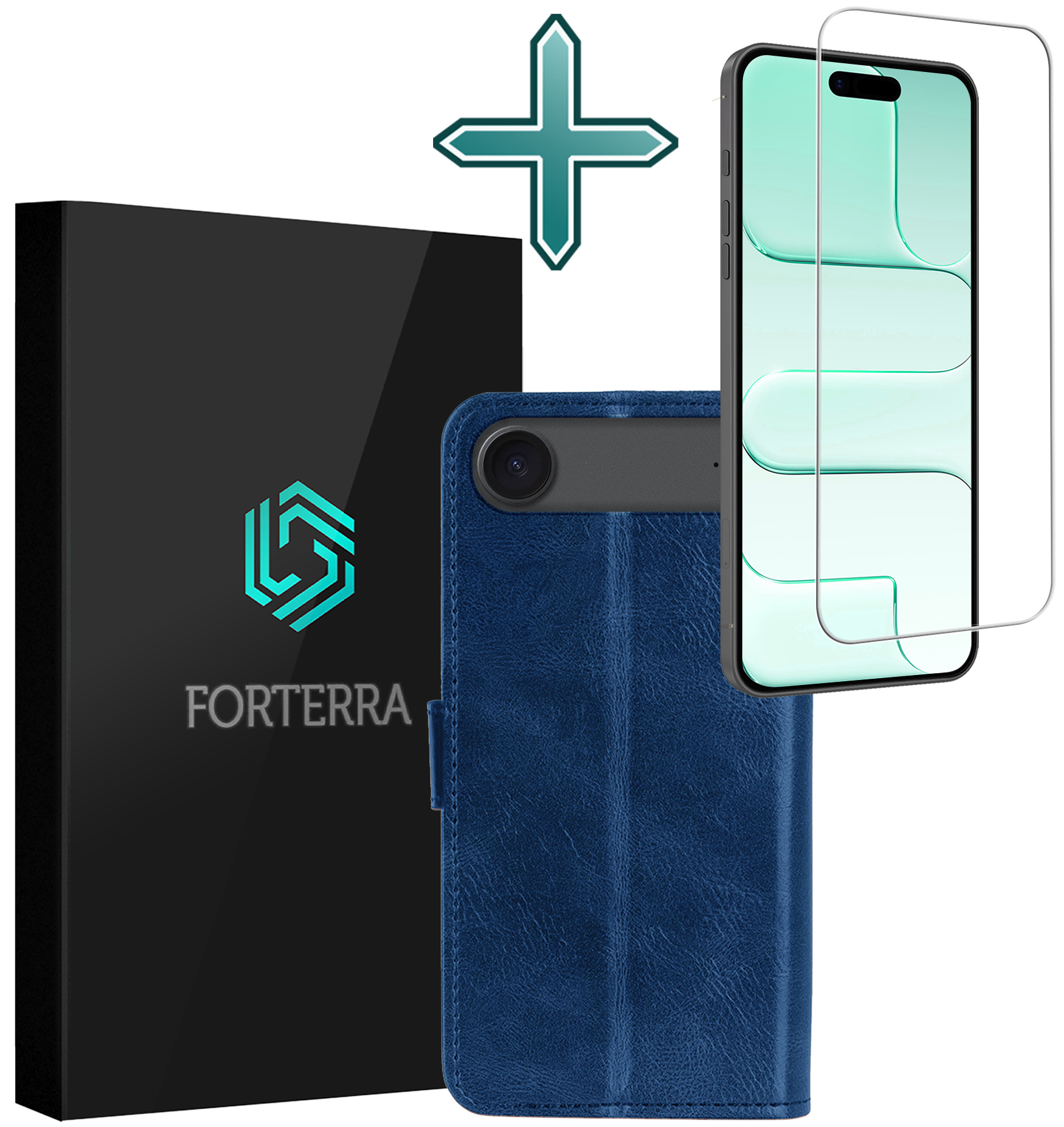 Forterra Forterra iPhone Air Hoesje Bookcase Met Screenprotector - Donkerblauw