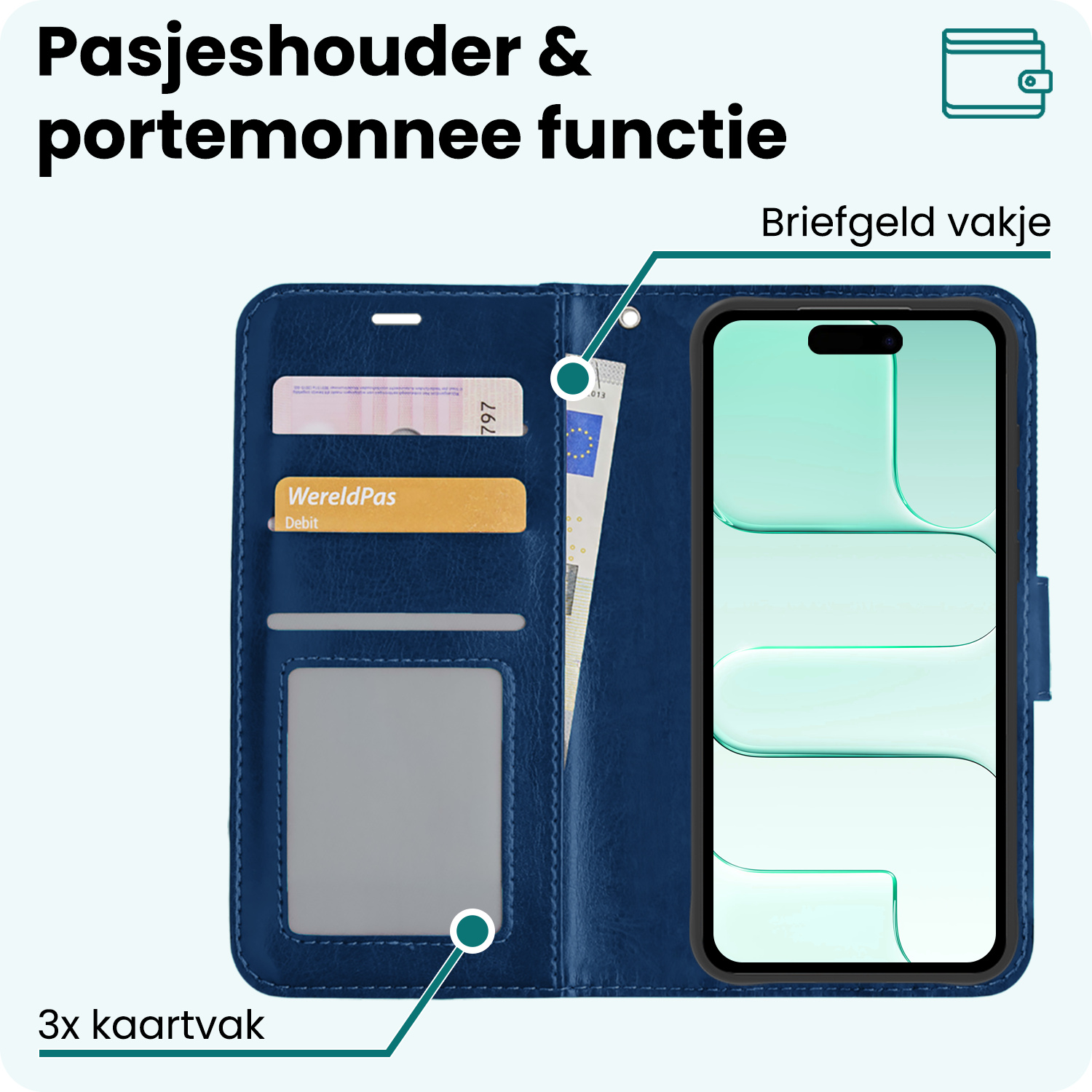 Forterra Forterra iPhone Air Hoesje Bookcase Met Screenprotector - Donkerblauw