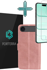 Forterra Forterra iPhone Air Hoesje Bookcase Met Screenprotector - Rose Goud