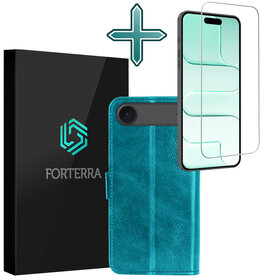 Forterra Forterra iPhone Air Hoesje Bookcase Met Screenprotector - Turquoise