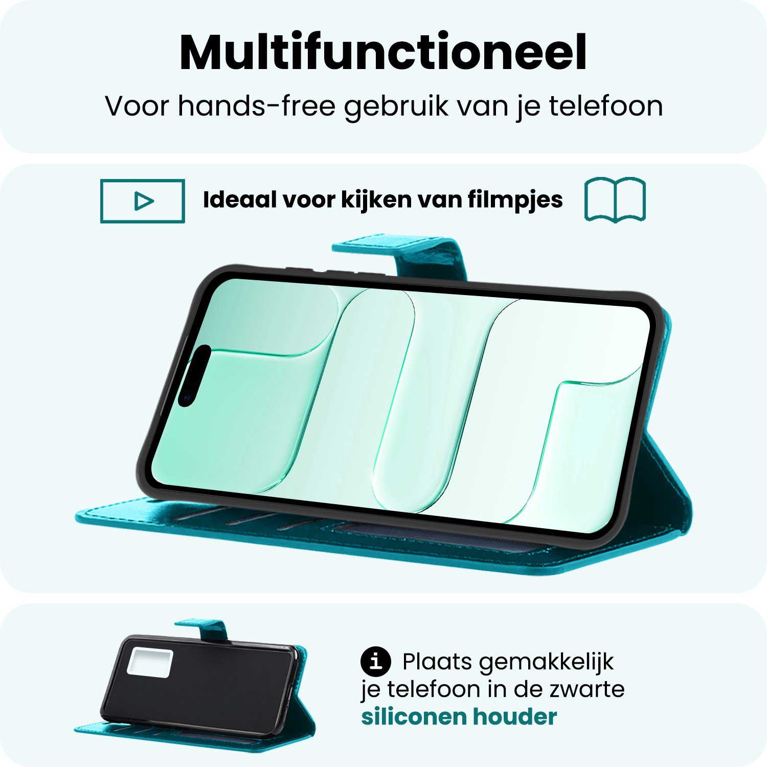 Forterra Forterra iPhone Air Hoesje Bookcase Met Screenprotector - Turquoise