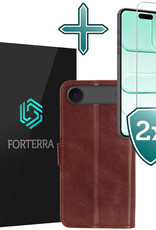 Forterra Forterra iPhone Air Hoesje Bookcase Met 2x Screenprotector - Bruin