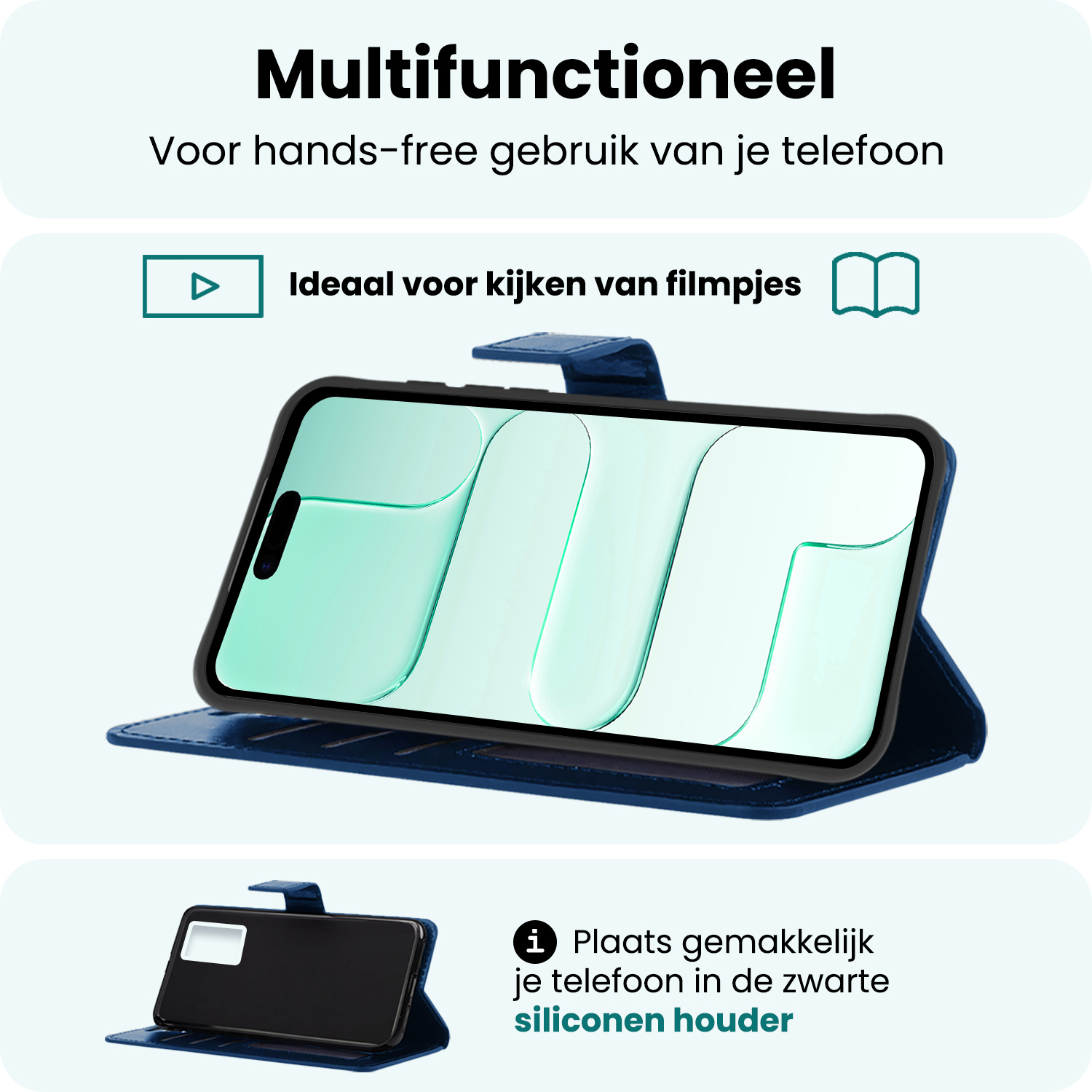 Forterra Forterra iPhone Air Hoesje Bookcase Met 2x Screenprotector - Donkerblauw