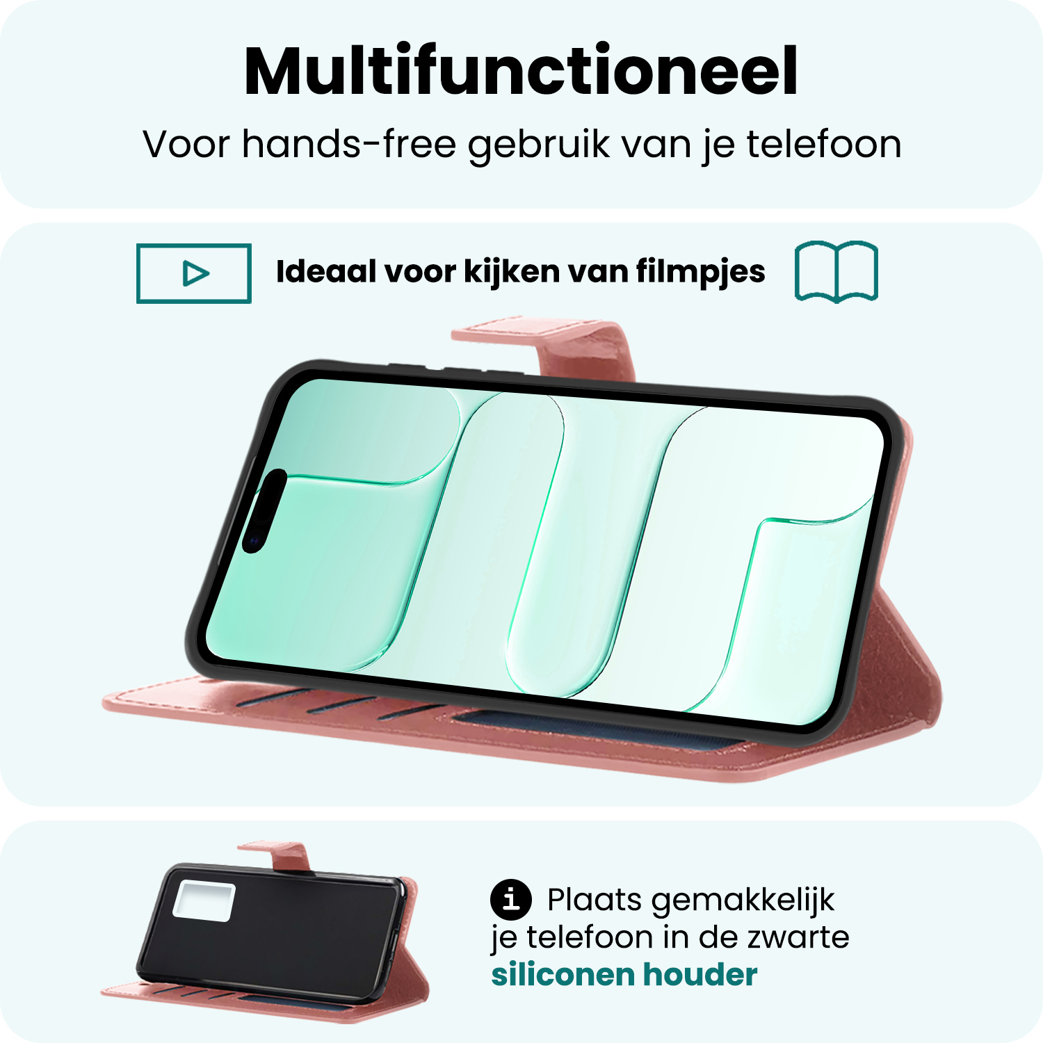 Forterra Forterra iPhone Air Hoesje Bookcase Met 2x Screenprotector - Rose Goud