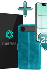 Forterra Forterra iPhone Air Hoesje Bookcase Met 2x Screenprotector - Turquoise