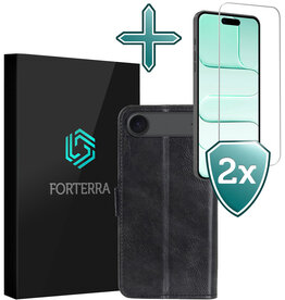 Forterra Forterra iPhone Air Hoesje Bookcase Met 2x Screenprotector - Zwart