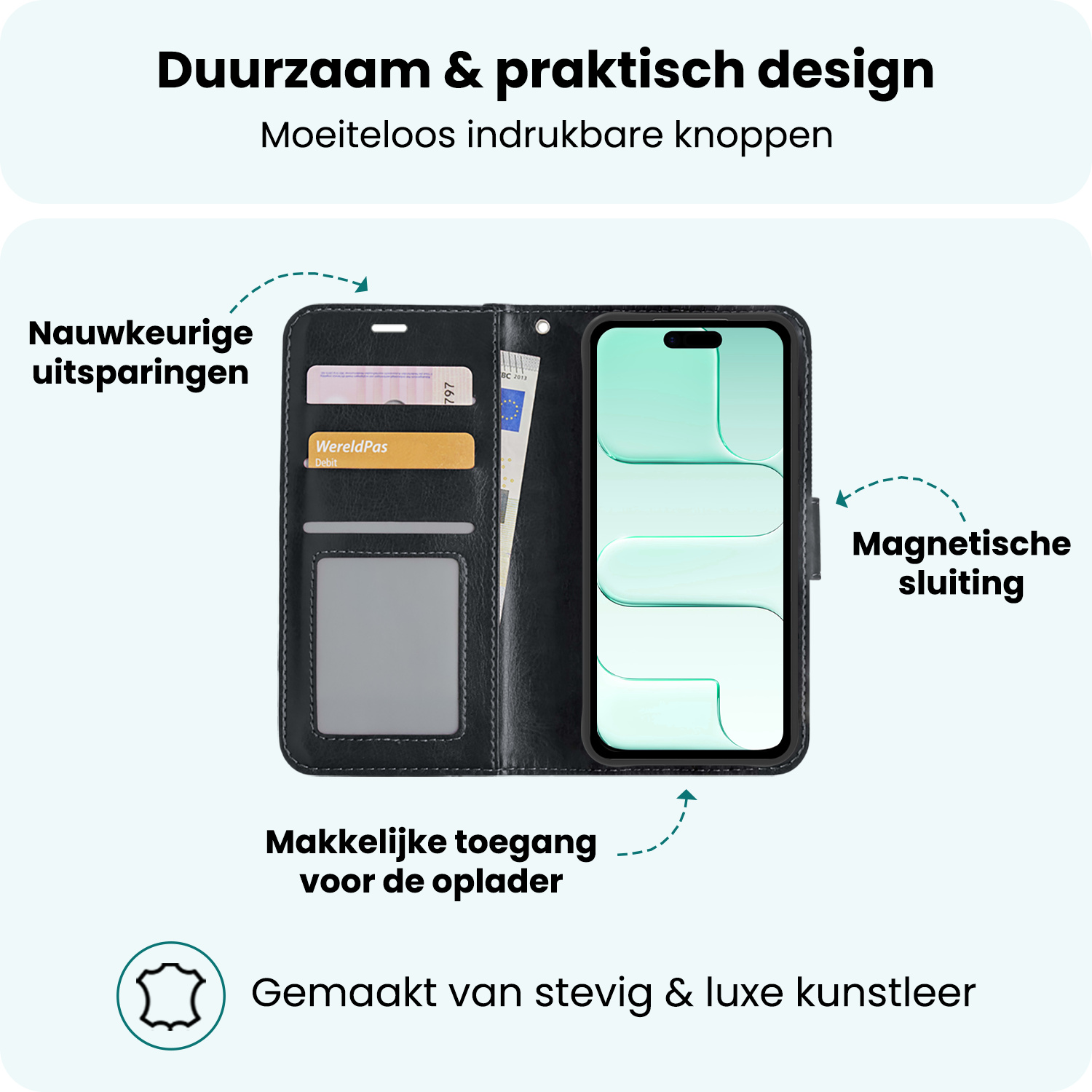 Forterra Forterra iPhone Air Hoesje Bookcase Met 2x Screenprotector - Zwart