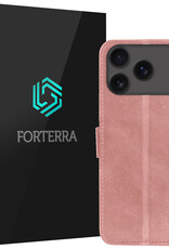 Forterra Forterra iPhone 17 Pro Hoesje Bookcase - Rose Goud