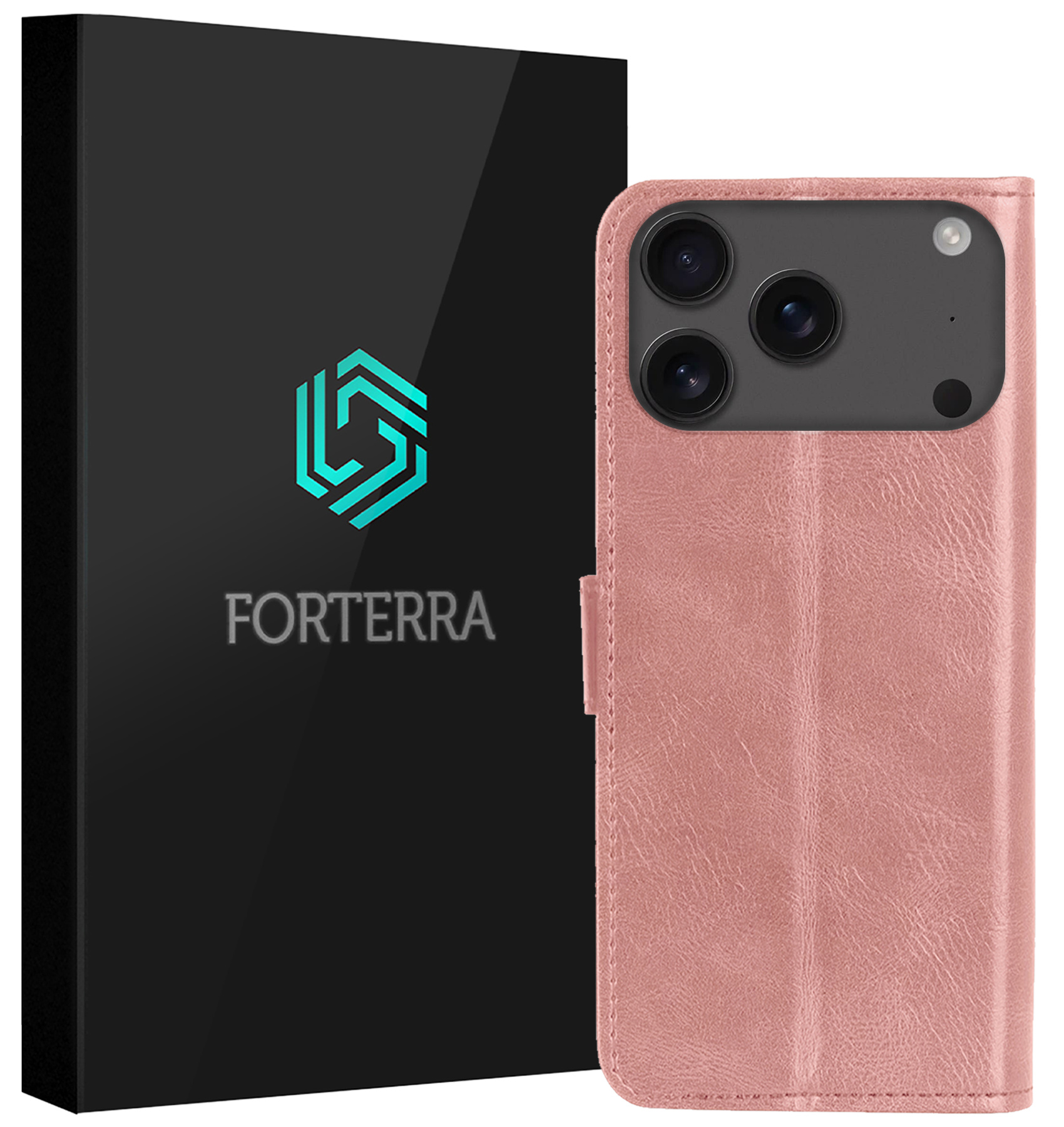 Forterra Forterra iPhone 17 Pro Hoesje Bookcase - Rose Goud