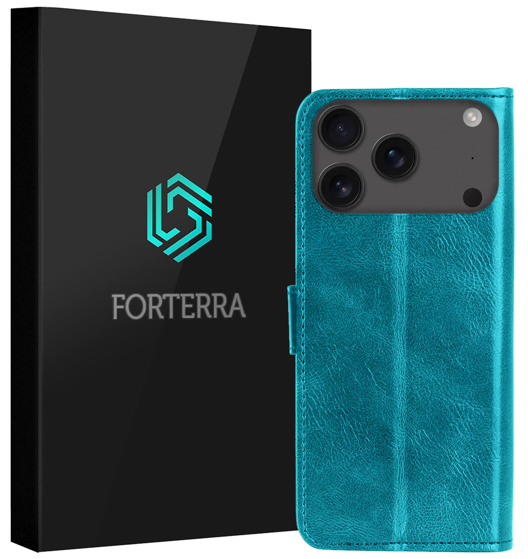 Forterra Forterra iPhone 17 Pro Hoesje Bookcase - Turquoise