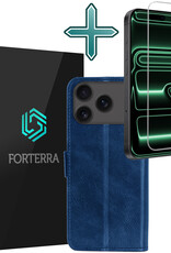 Forterra Forterra iPhone 17 Pro Hoesje Bookcase Met Screenprotector - Donkerblauw