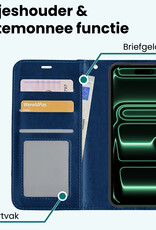 Forterra Forterra iPhone 17 Pro Hoesje Bookcase Met Screenprotector - Donkerblauw
