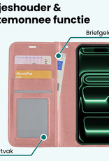 Forterra Forterra iPhone 17 Pro Hoesje Bookcase Met Screenprotector - Rose Goud