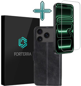 Forterra Forterra iPhone 17 Pro Hoesje Bookcase Met Screenprotector - Zwart