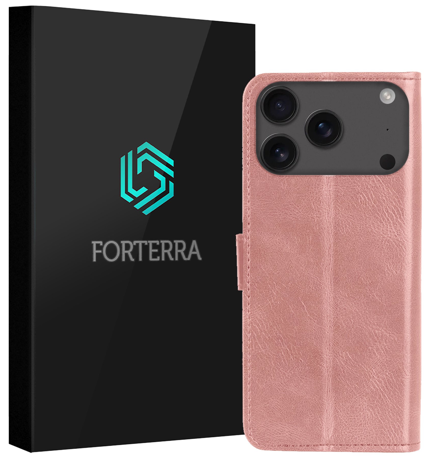 Forterra Forterra iPhone 17 Pro Max Hoesje Bookcase - Rose Goud