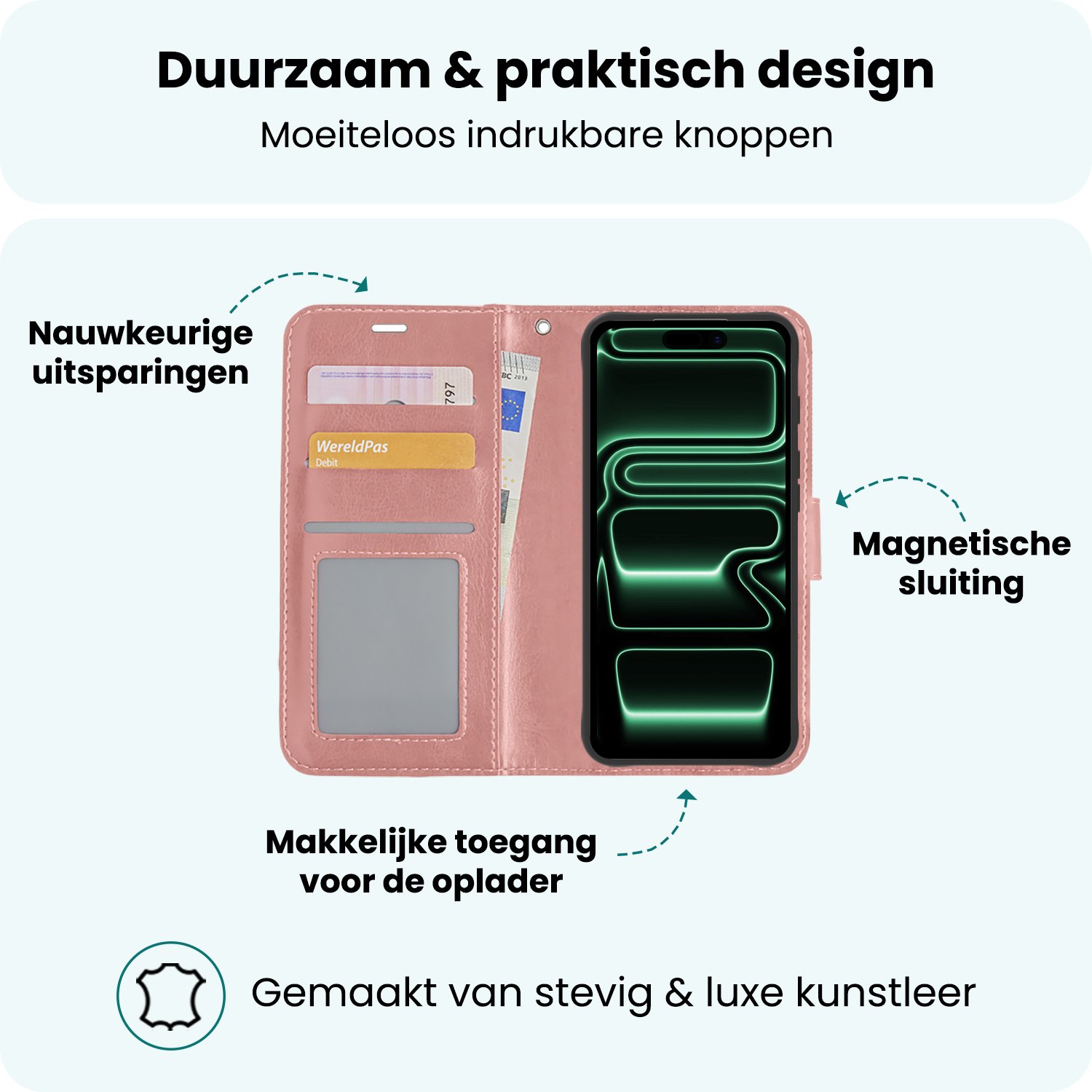 Forterra Forterra iPhone 17 Pro Max Hoesje Bookcase - Rose Goud