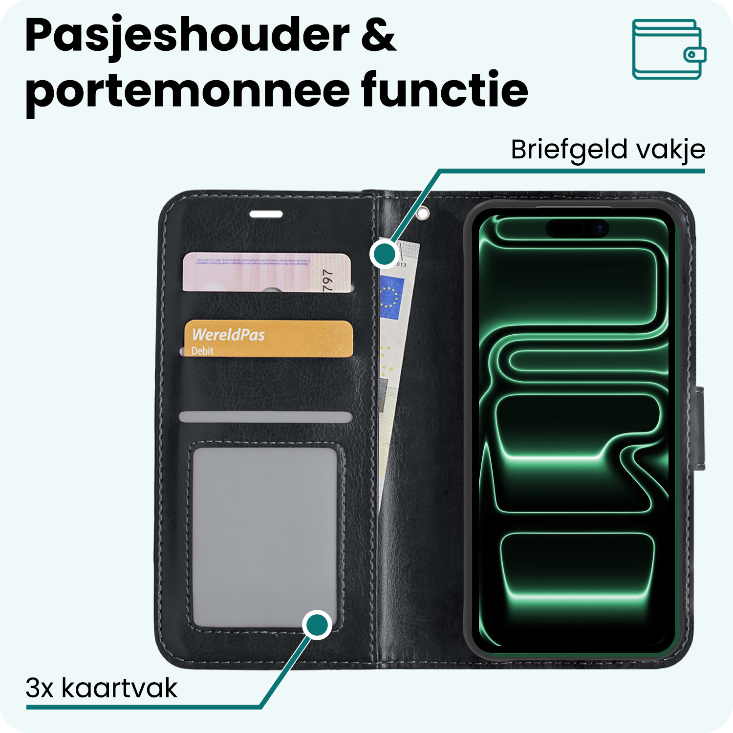 Forterra Forterra iPhone 17 Pro Max Hoesje Bookcase - Zwart