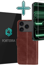 Forterra Forterra iPhone 17 Pro Max Hoesje Bookcase Met Screenprotector - Bruin