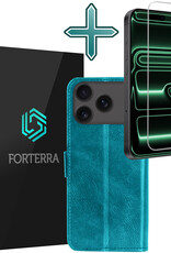 Forterra Forterra iPhone 17 Pro Max Hoesje Bookcase Met Screenprotector - Turquoise