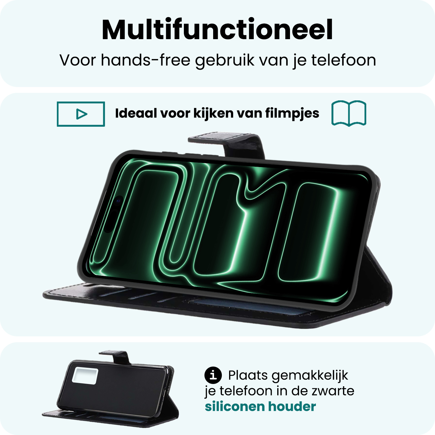 Forterra Forterra iPhone 17 Pro Max Hoesje Bookcase Met Screenprotector - Zwart