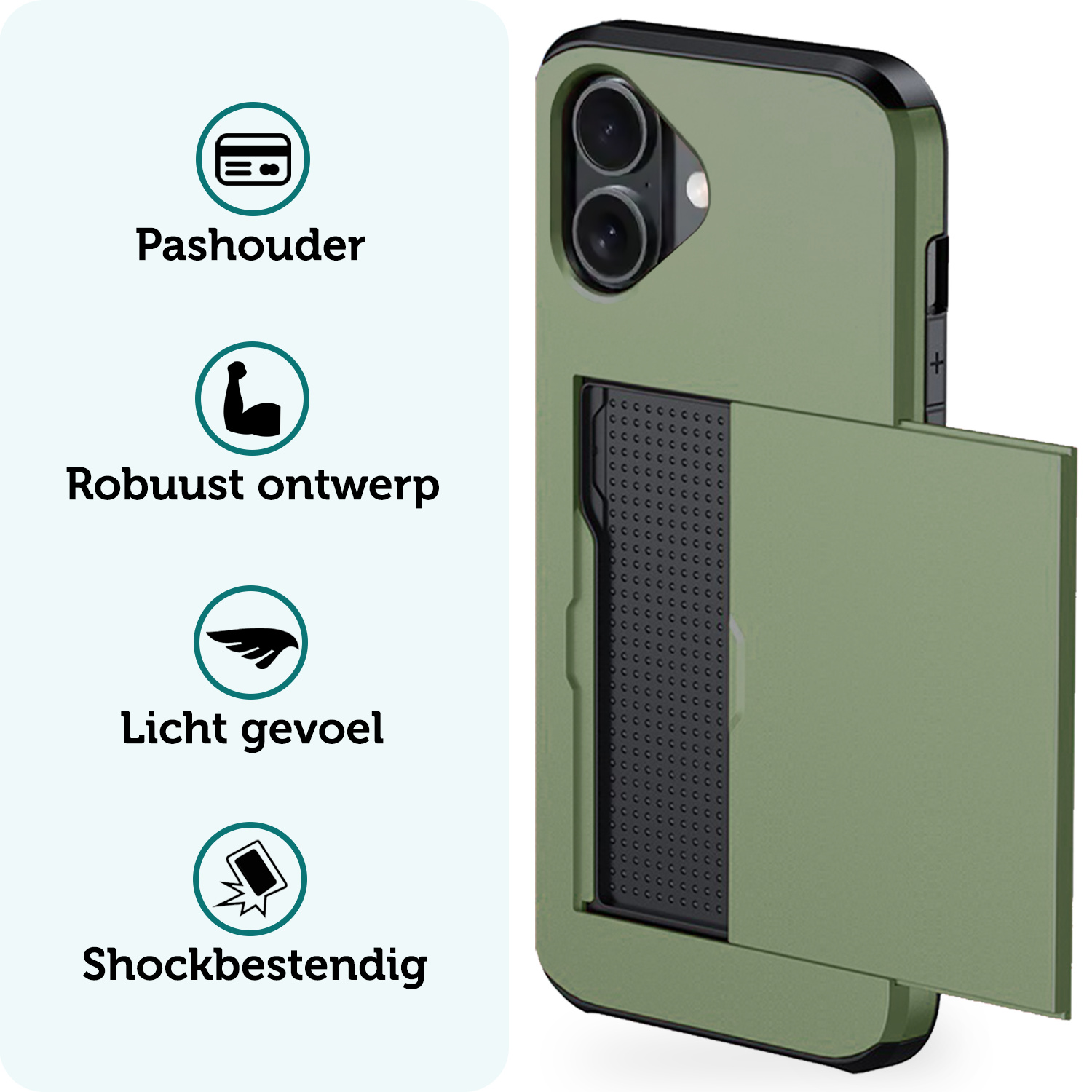 Forterra Forterra iPhone 17 Hoesje Pashouder Hard - Donker Groen