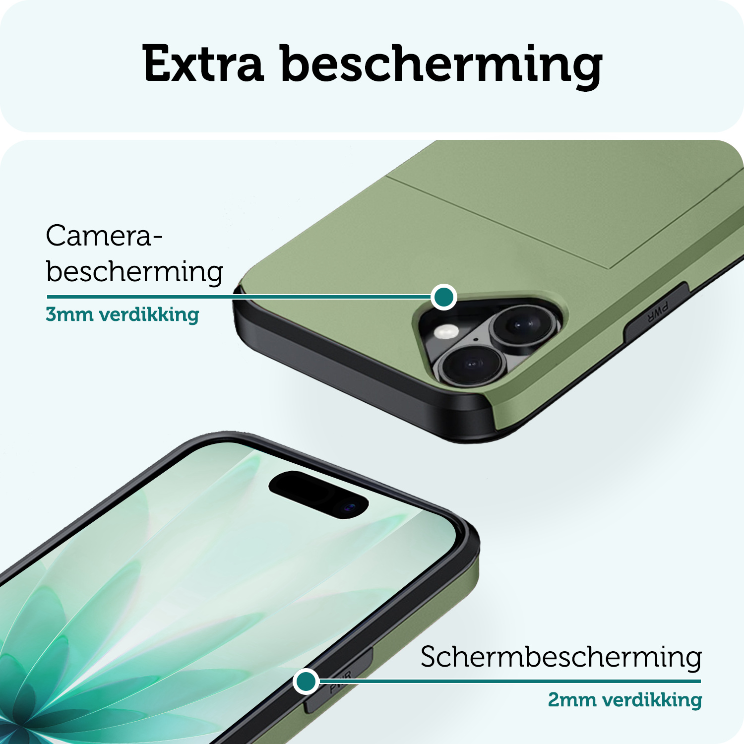 Forterra Forterra iPhone 17 Hoesje Pashouder Hard - Donker Groen