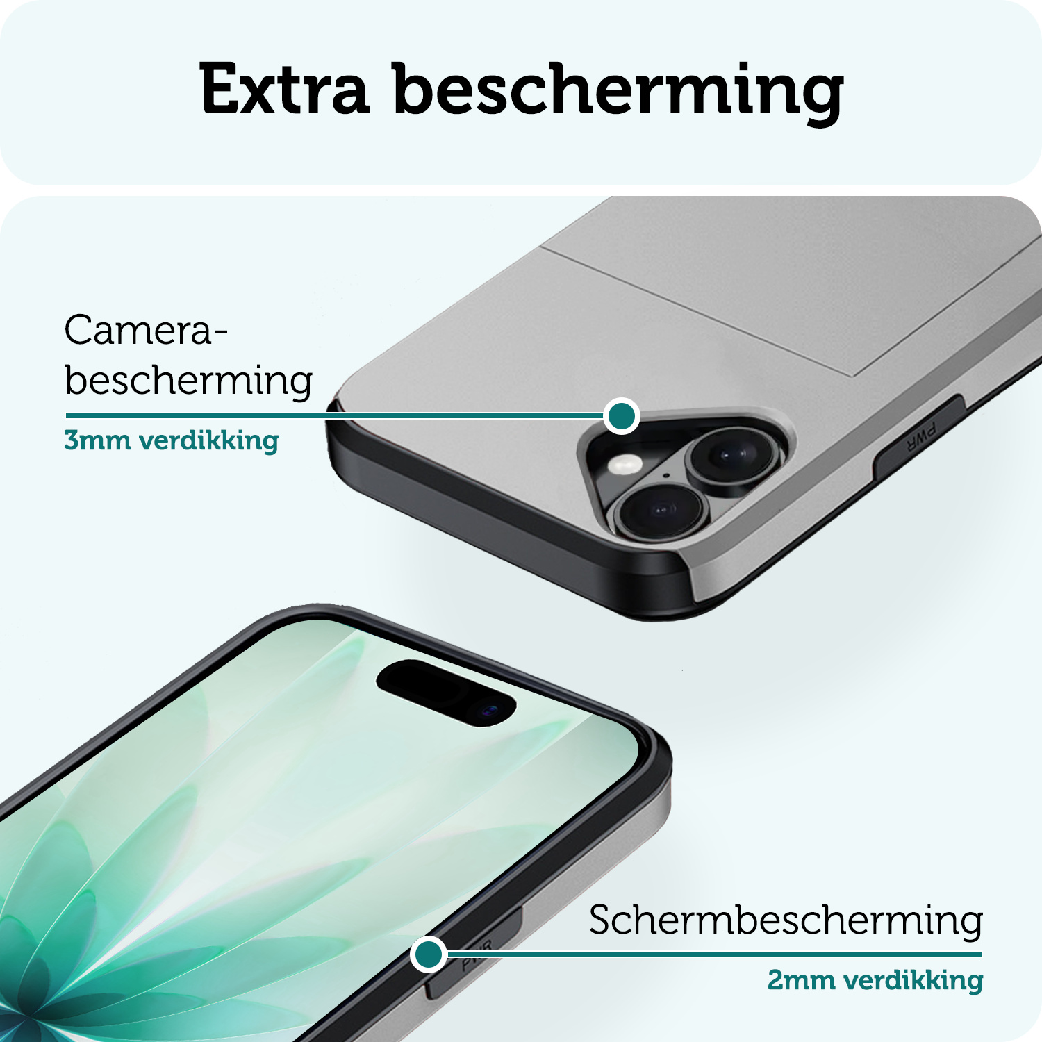 Forterra Forterra iPhone 17 Hoesje Pashouder Hard - Grijs