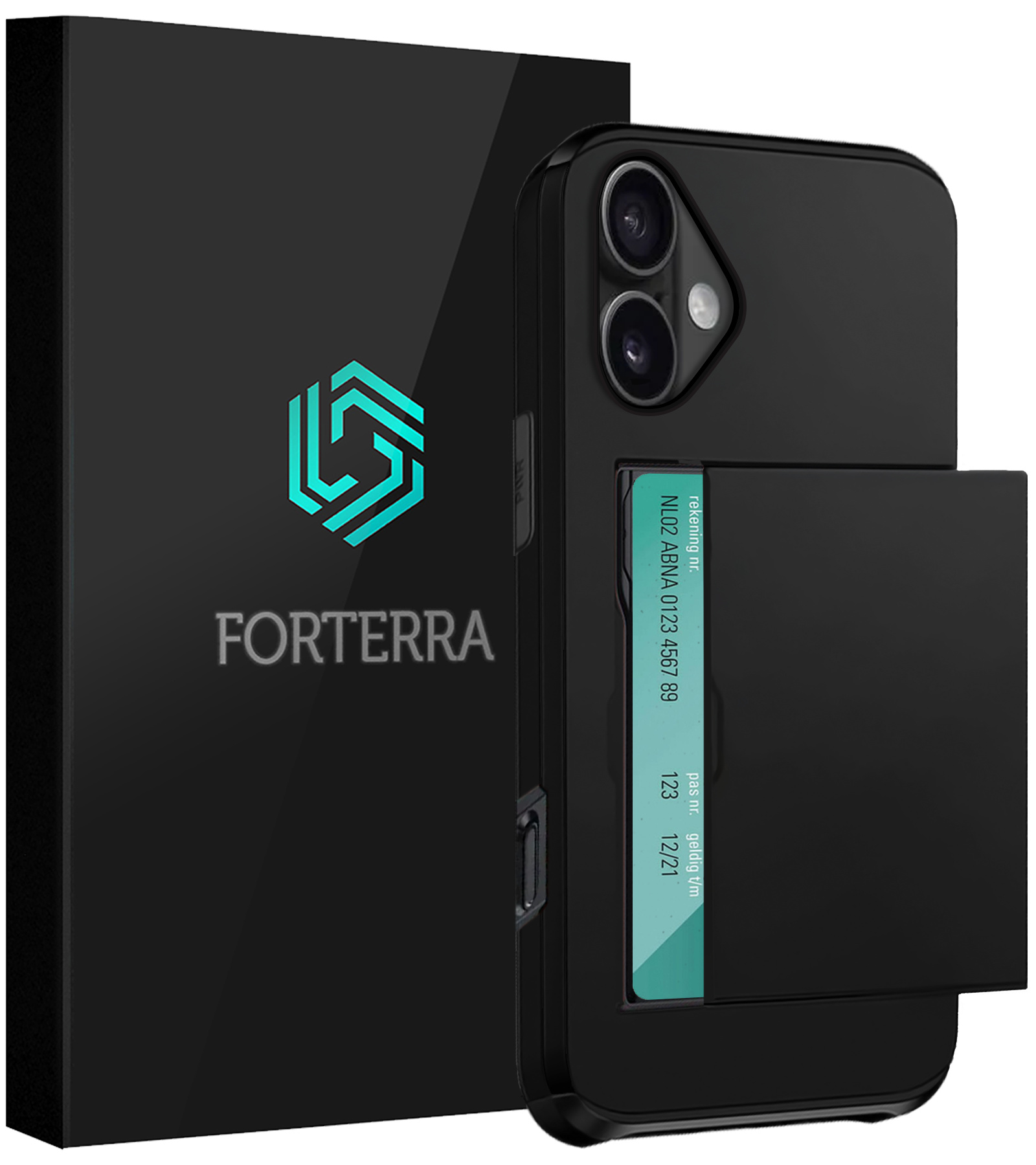 Forterra Forterra iPhone 17 Hoesje Pashouder Hard - Zwart