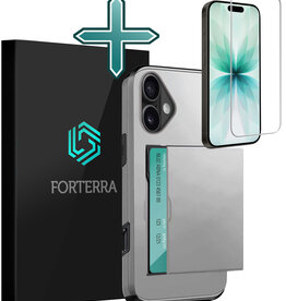 Forterra Forterra iPhone 17 Hoesje Pashouder Hard Met Screenprotector - Grijs