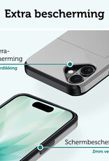 Forterra Forterra iPhone 17 Hoesje Pashouder Hard Met Screenprotector - Grijs