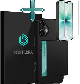 Forterra Forterra iPhone 17 Hoesje Pashouder Hard Met Screenprotector - Zwart