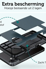 Forterra Forterra iPhone 17 Hoesje Pashouder Hard Met 2x Screenprotector - Donker Blauw