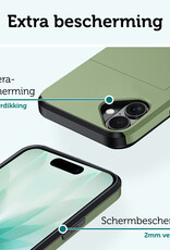 Forterra Forterra iPhone 17 Hoesje Pashouder Hard Met 2x Screenprotector - Donker Groen