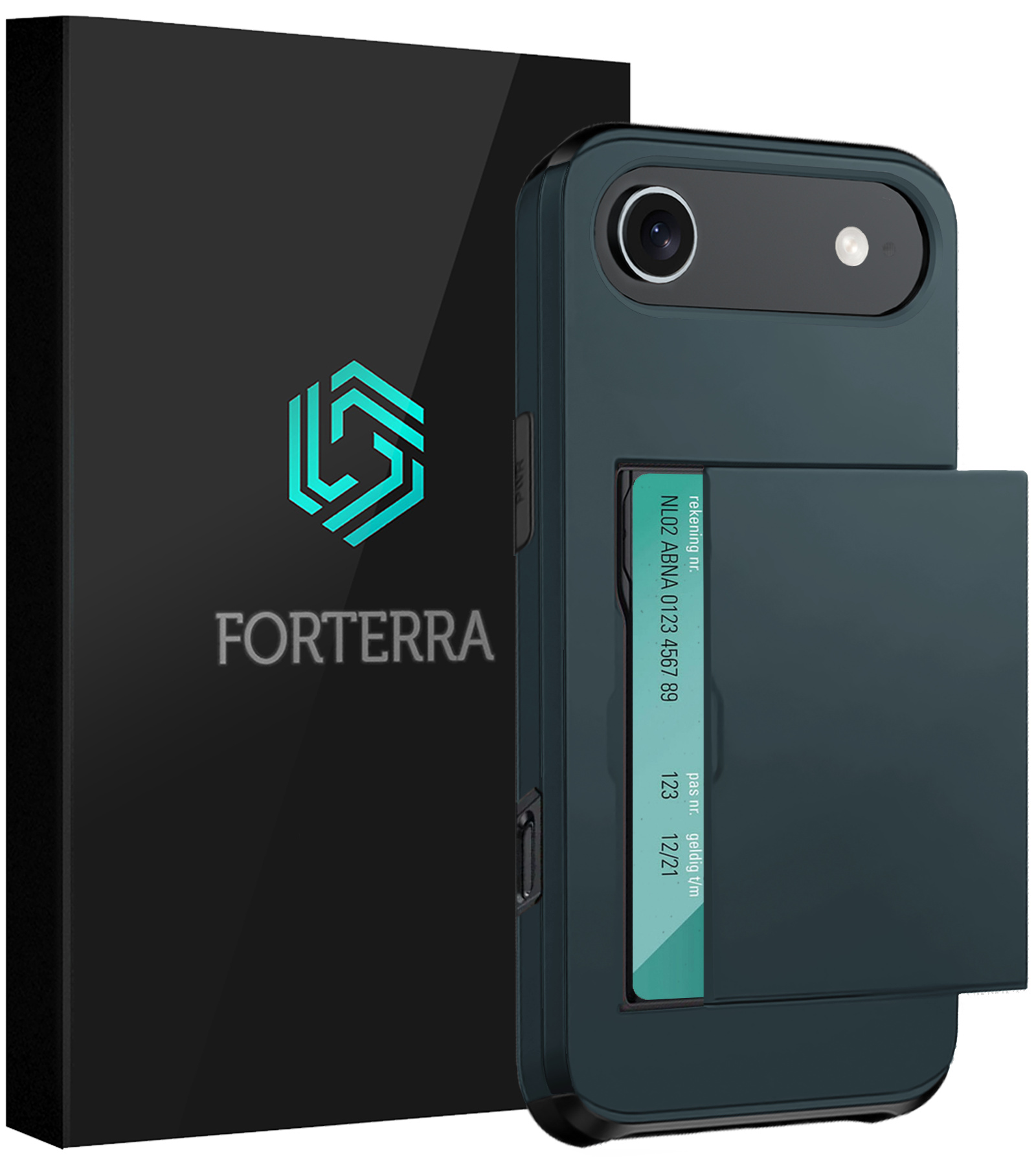 Forterra Forterra iPhone Air Hoesje Pashouder Hard - Donker Blauw