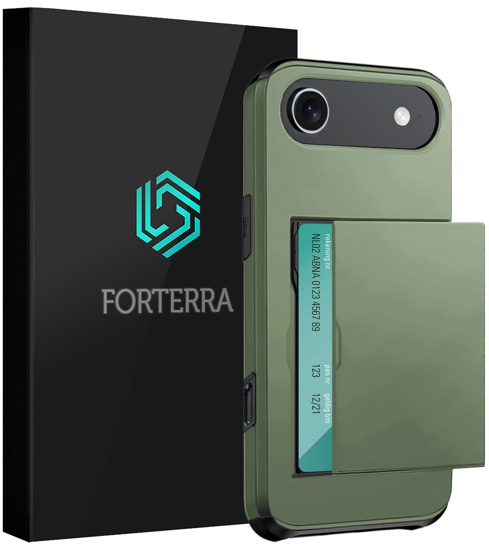 Forterra Forterra iPhone Air Hoesje Pashouder Hard - Donker Groen