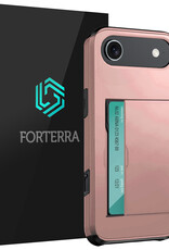 Forterra Forterra iPhone Air Hoesje Pashouder Hard - Rosé Goud