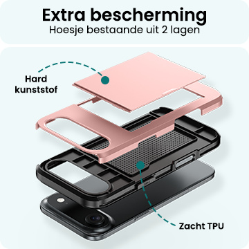 Forterra Forterra iPhone Air Hoesje Pashouder Hard - Rosé Goud