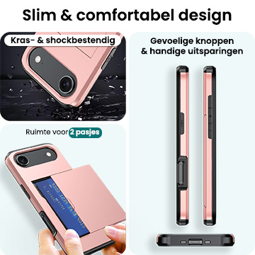 Forterra Forterra iPhone Air Hoesje Pashouder Hard - Rosé Goud