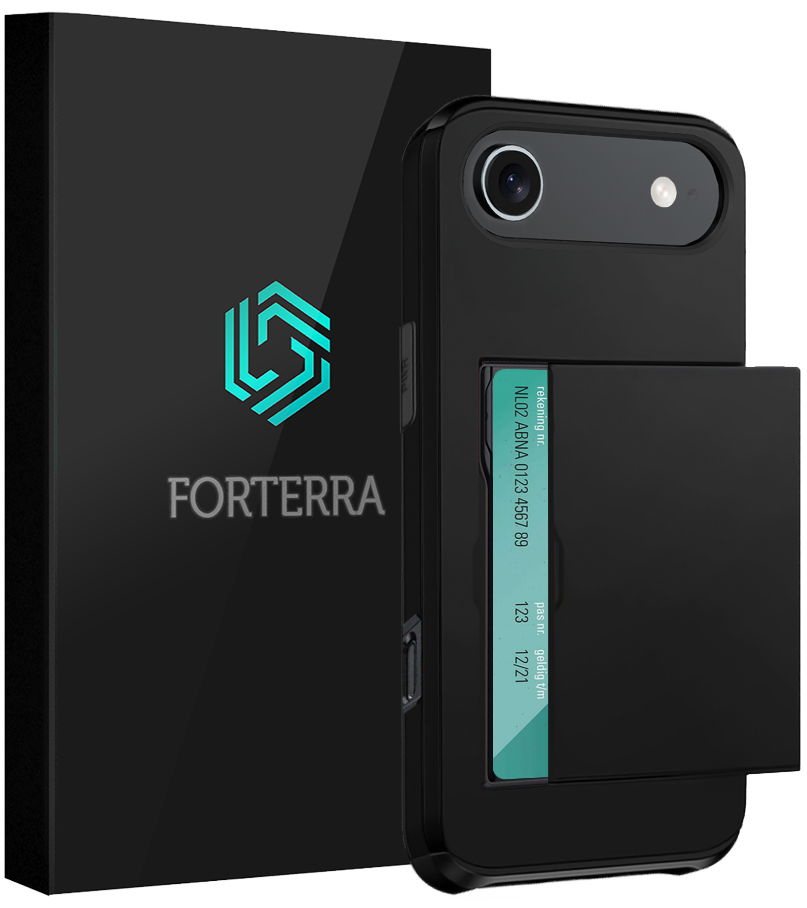 Forterra Forterra iPhone Air Hoesje Pashouder Hard - Zwart