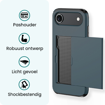 Forterra Forterra iPhone Air Hoesje Pashouder Hard Met Screenprotector - Donker Blauw