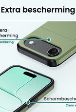 Forterra Forterra iPhone Air Hoesje Pashouder Hard Met Screenprotector - Donker Groen