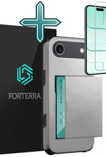Forterra Forterra iPhone Air Hoesje Pashouder Hard Met Screenprotector - Grijs