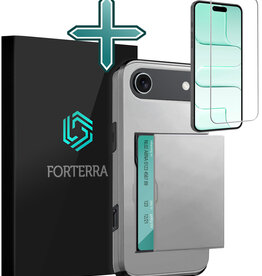 Forterra Forterra iPhone Air Hoesje Pashouder Hard Met Screenprotector - Grijs