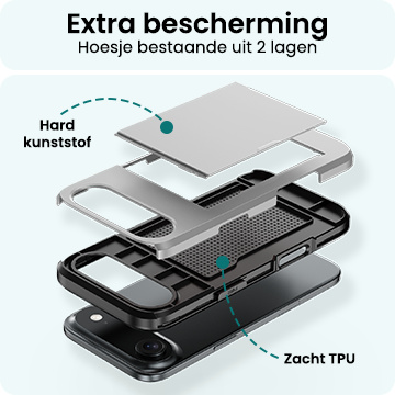 Forterra Forterra iPhone Air Hoesje Pashouder Hard Met Screenprotector - Grijs