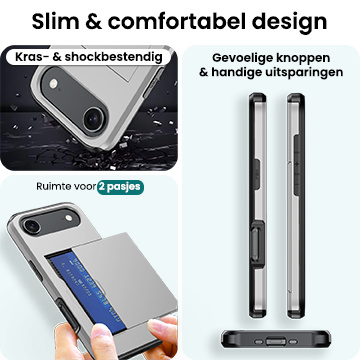 Forterra Forterra iPhone Air Hoesje Pashouder Hard Met Screenprotector - Grijs
