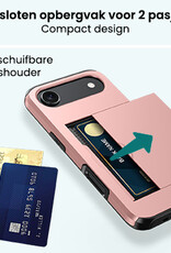 Forterra Forterra iPhone Air Hoesje Pashouder Hard Met Screenprotector - Rosé Goud