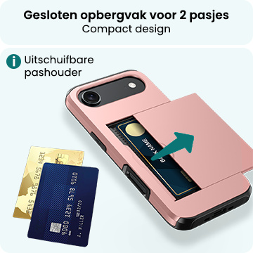 Forterra Forterra iPhone Air Hoesje Pashouder Hard Met Screenprotector - Rosé Goud