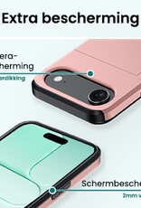 Forterra Forterra iPhone Air Hoesje Pashouder Hard Met Screenprotector - Rosé Goud