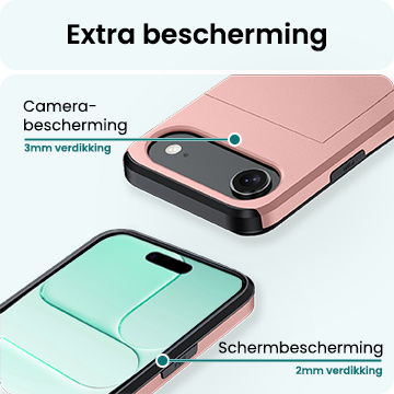 Forterra Forterra iPhone Air Hoesje Pashouder Hard Met Screenprotector - Rosé Goud
