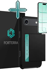 Forterra Forterra iPhone Air Hoesje Pashouder Hard Met Screenprotector - Zwart